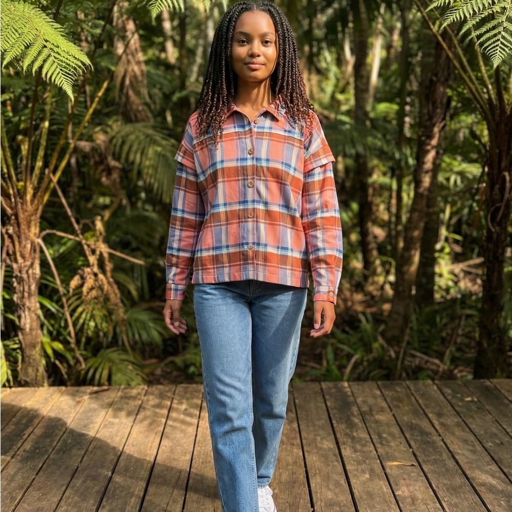 Candace Cameron Bure Kids Plaid Shirt in Red, Blue, and White